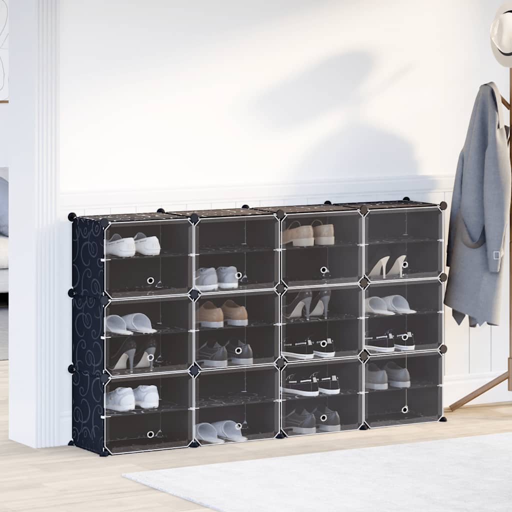 Cubes de rangement 12 pcs avec portes noir PP - XIOS
