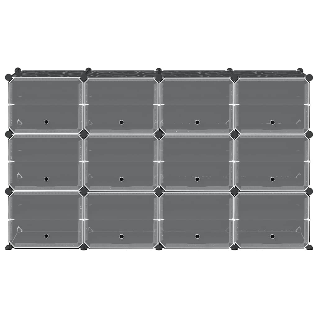 Cubes de rangement 12 pcs avec portes noir PP - XIOS