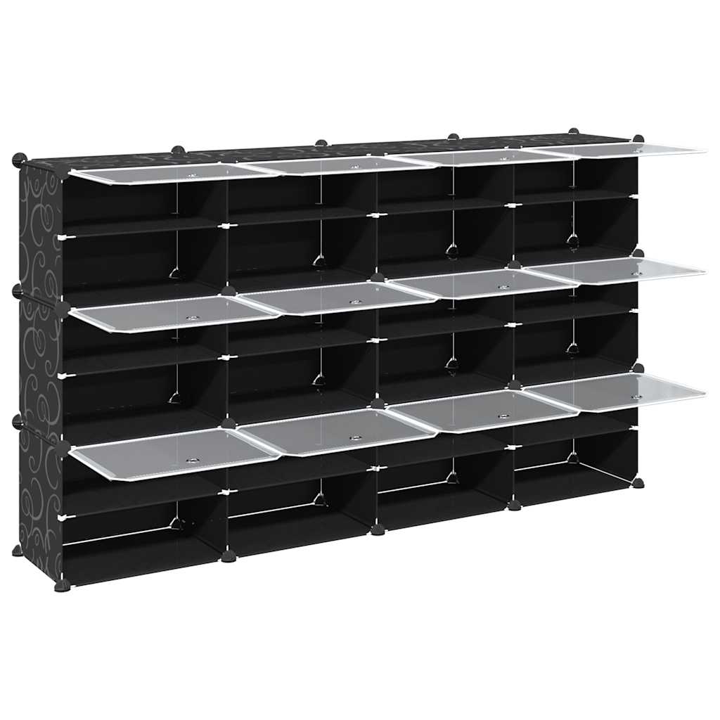 Cubes de rangement 12 pcs avec portes noir PP - XIOS