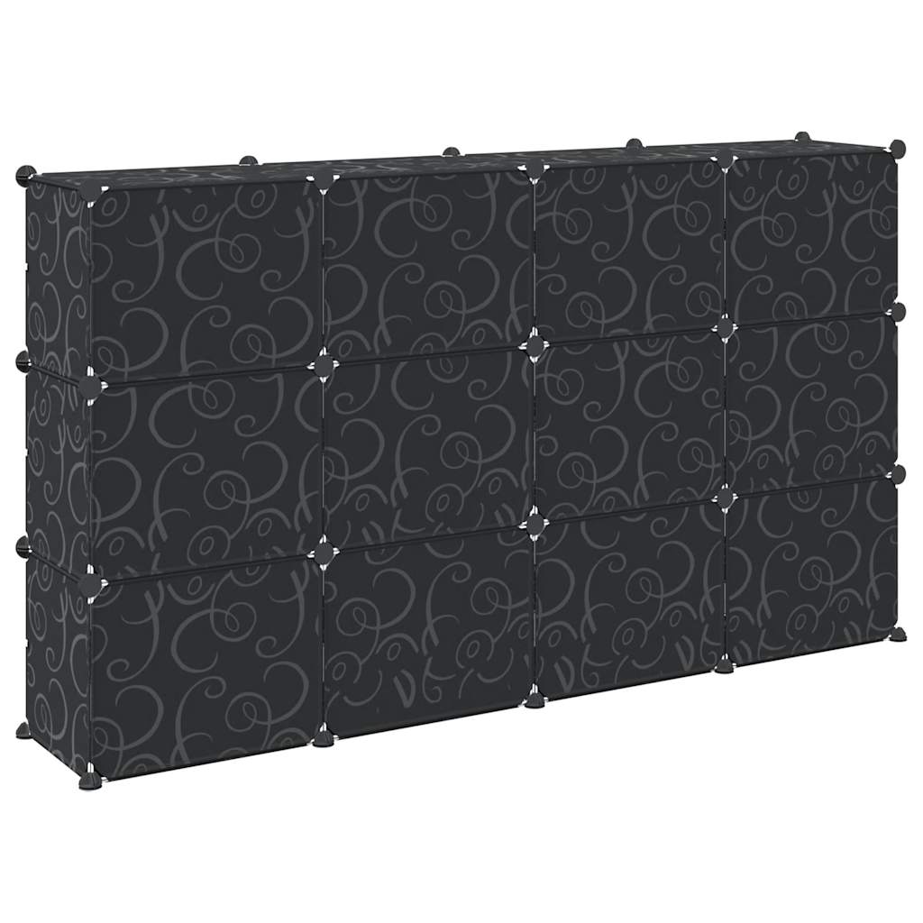 Cubes de rangement 12 pcs avec portes noir PP - XIOS