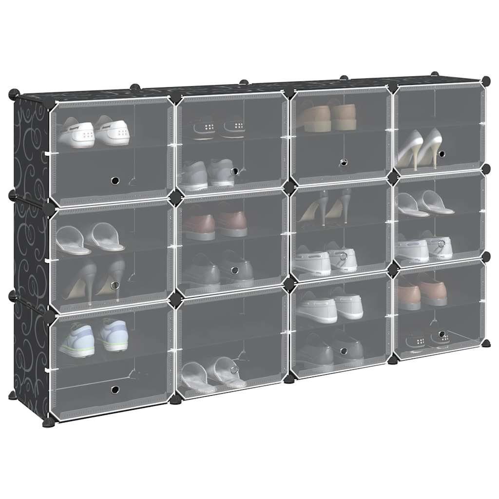 Cubes de rangement 12 pcs avec portes noir PP - XIOS