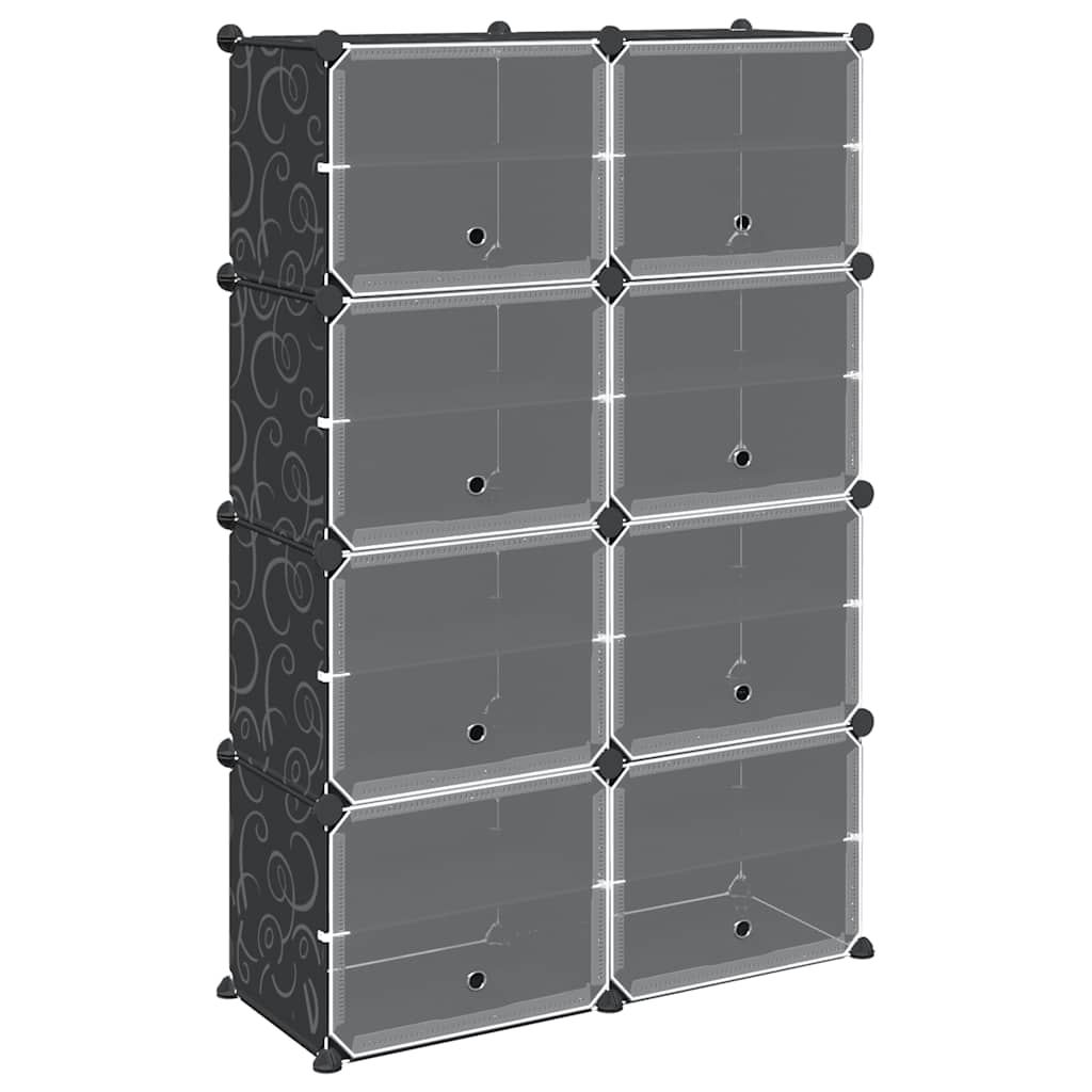 Cubes de rangement 8 pcs avec portes noir PP - XIOS