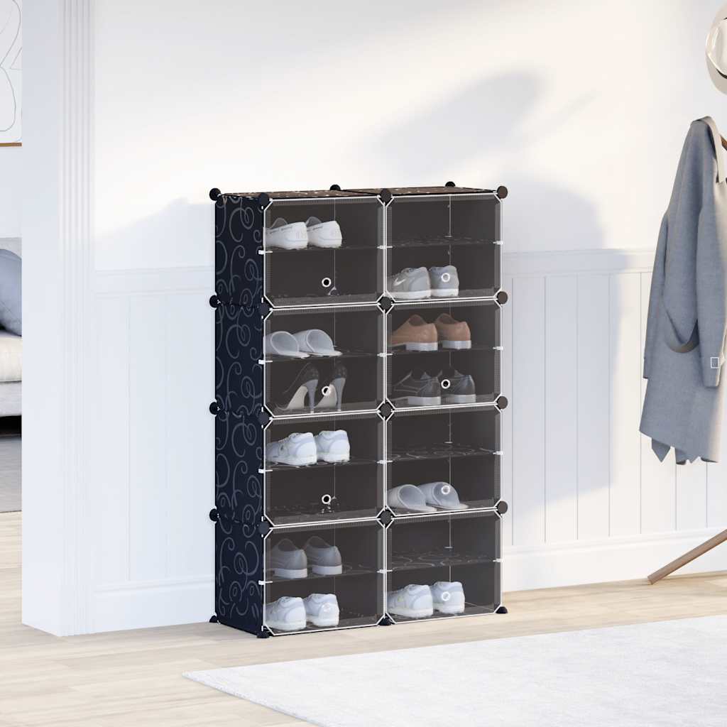 Cubes de rangement 8 pcs avec portes noir PP - XIOS