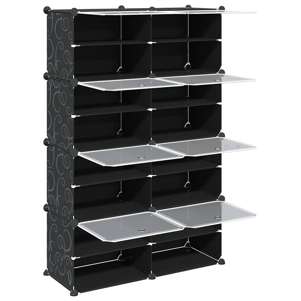 Cubes de rangement 8 pcs avec portes noir PP - XIOS