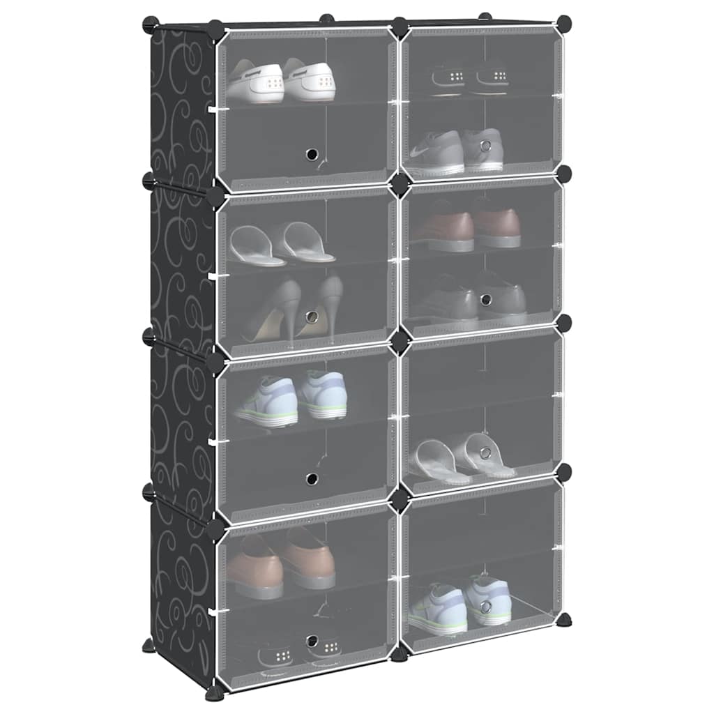 Cubes de rangement 8 pcs avec portes noir PP - XIOS