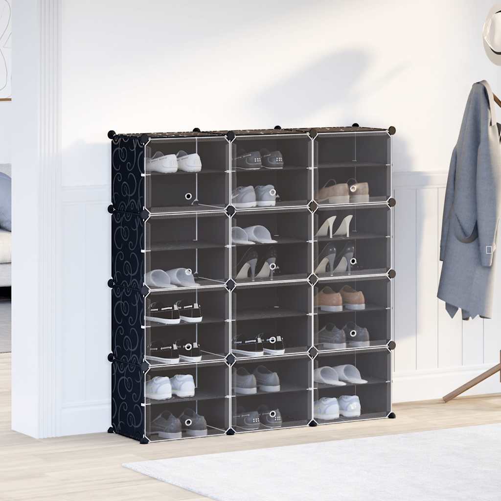 Cubes de rangement 12 pcs avec portes noir PP - XIOS