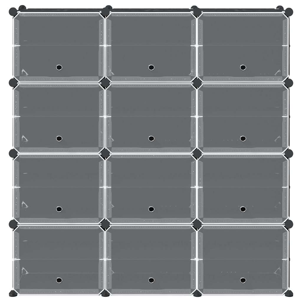 Cubes de rangement 12 pcs avec portes noir PP - XIOS