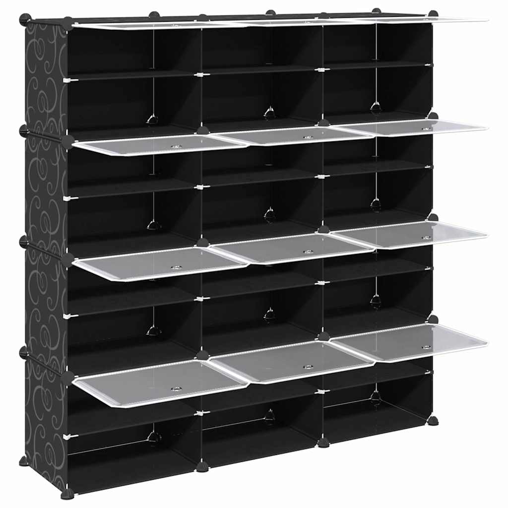 Cubes de rangement 12 pcs avec portes noir PP - XIOS