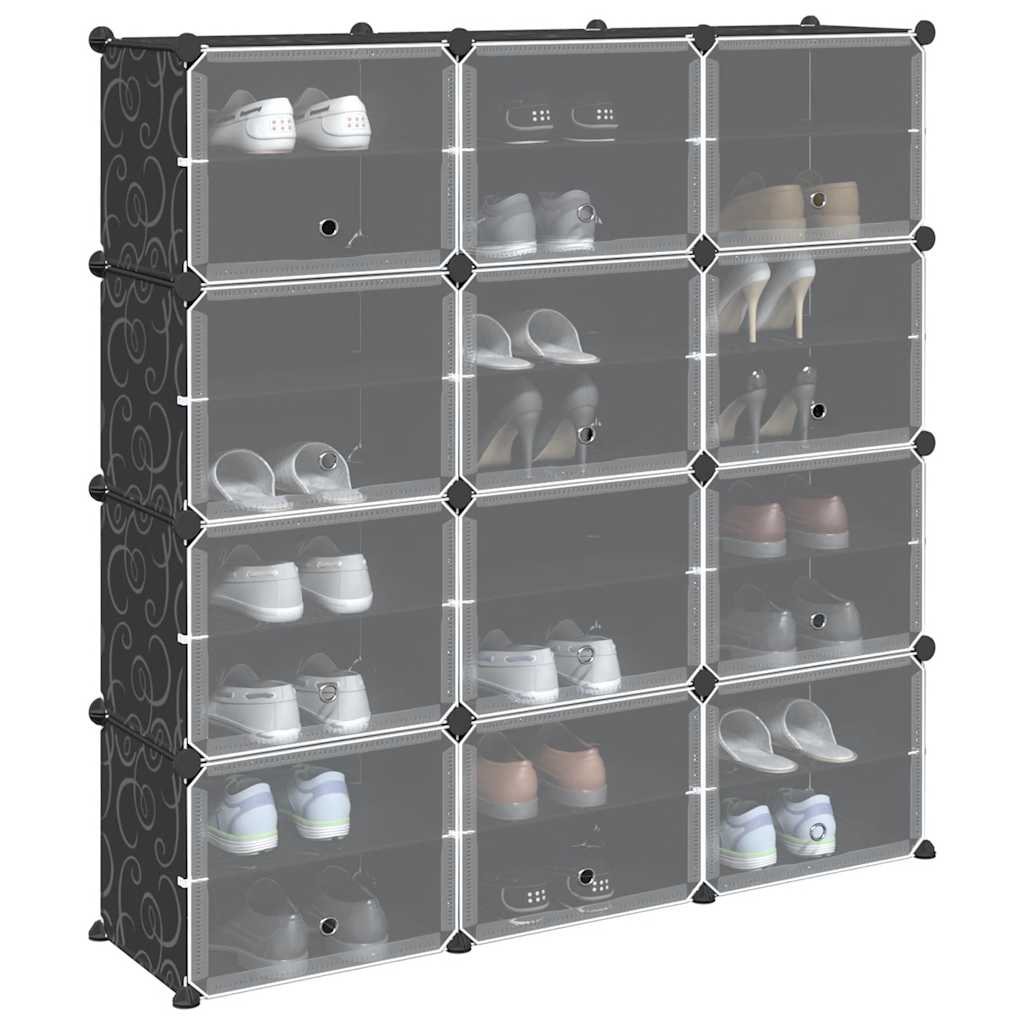 Cubes de rangement 12 pcs avec portes noir PP - XIOS