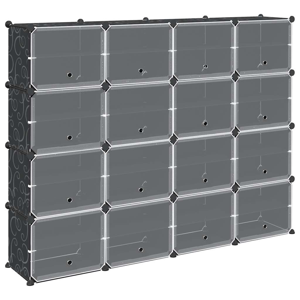 Cubes de rangement 16 pcs avec portes noir PP - XIOS