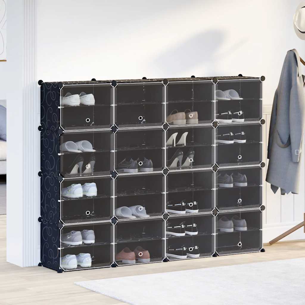 Cubes de rangement 16 pcs avec portes noir PP - XIOS
