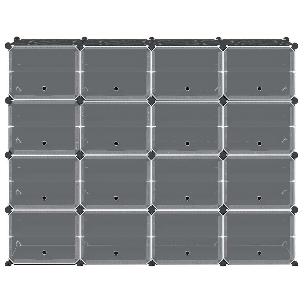 Cubes de rangement 16 pcs avec portes noir PP - XIOS