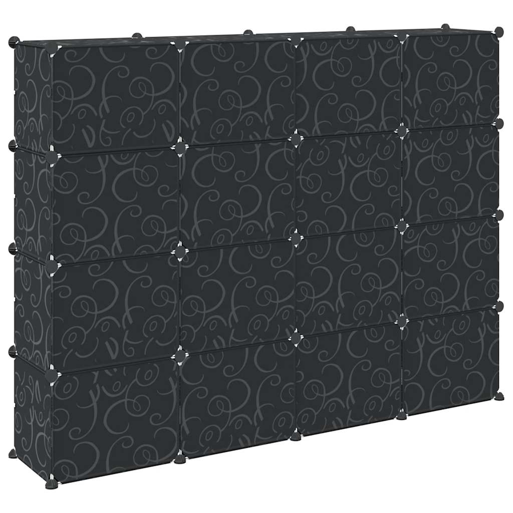 Cubes de rangement 16 pcs avec portes noir PP - XIOS