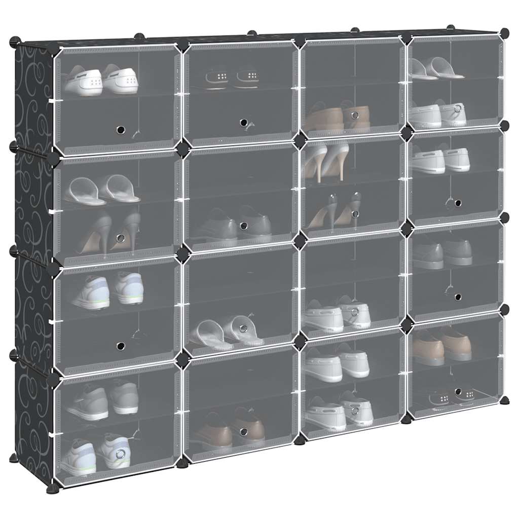 Cubes de rangement 16 pcs avec portes noir PP - XIOS