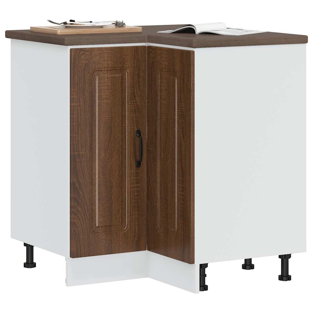 Armoire d'angle de cuisine Kalmar chêne marron bois ingénierie - XIOS