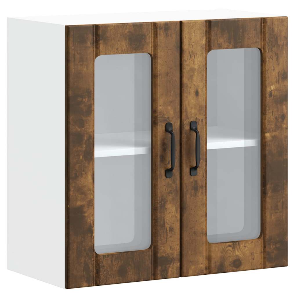 Armoire murale de cuisine avec porte en verre Lucca chêne fumé Meubles de cuisine vidaXL