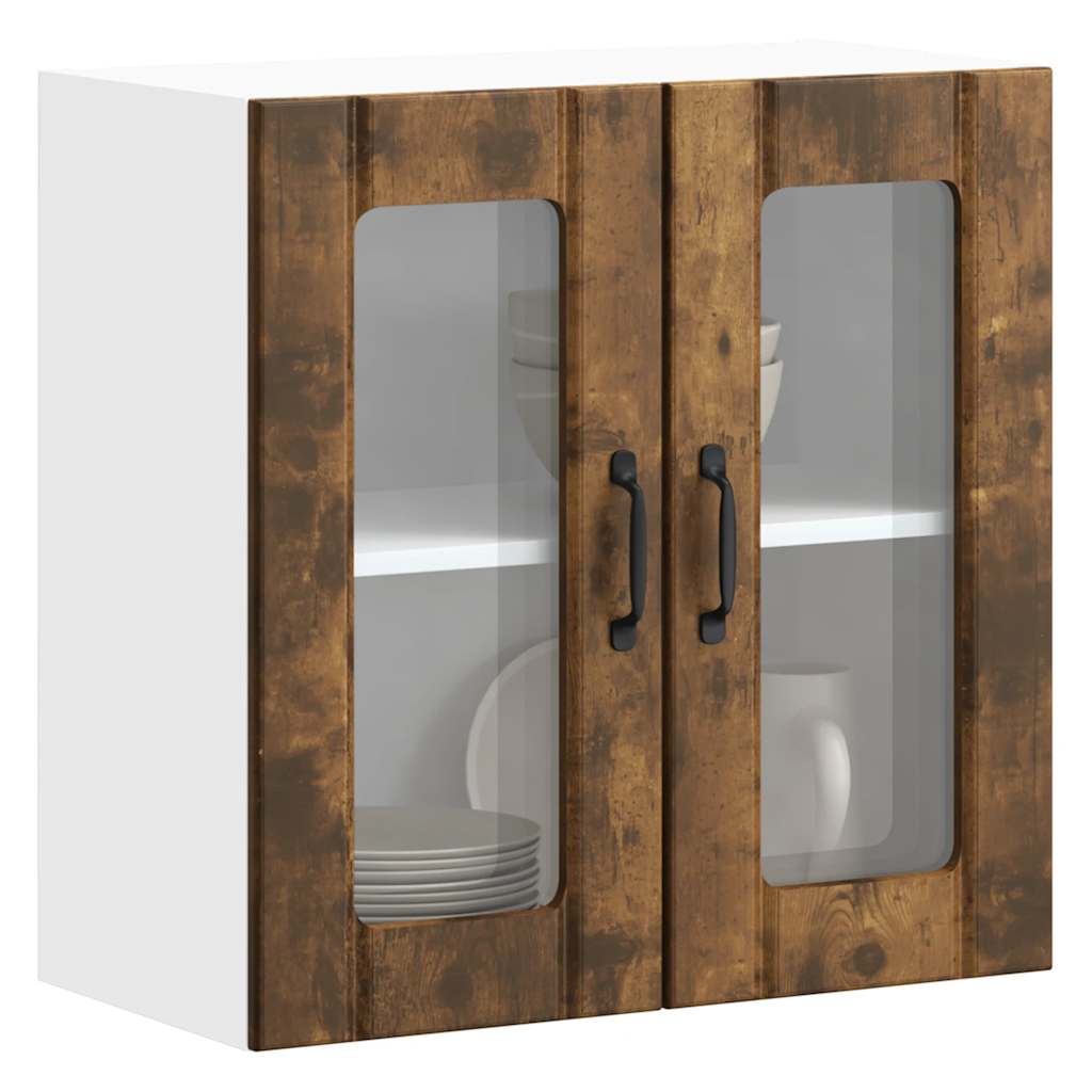 Armoire murale de cuisine avec porte en verre Lucca chêne fumé Meubles de cuisine vidaXL
