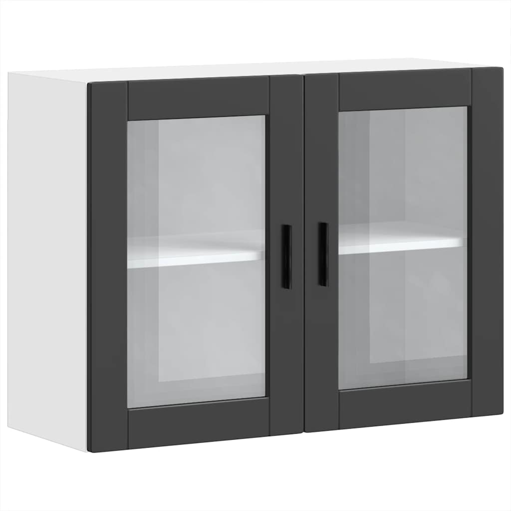 Armoire murale de cuisine avec porte en verre Porto noir Meubles de cuisine vidaXL