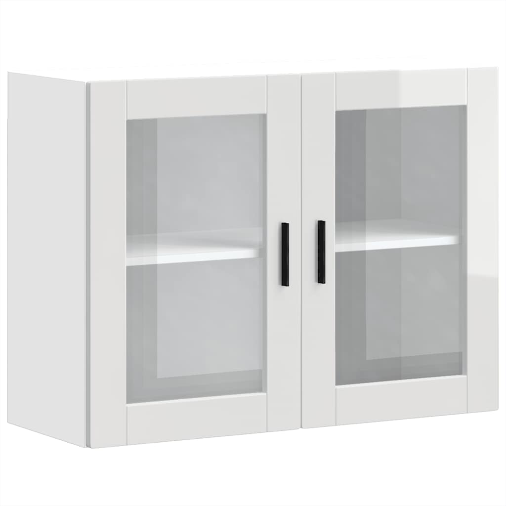 Armoire murale cuisine avec porte en verre Porto blanc brillant Meubles de cuisine vidaXL