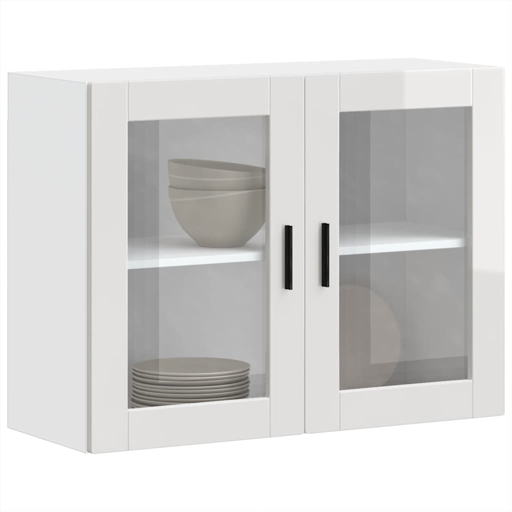 Armoire murale cuisine avec porte en verre Porto blanc brillant Meubles de cuisine vidaXL