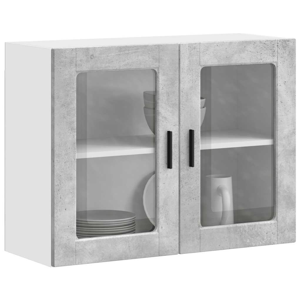 Armoire murale de cuisine avec porte en verre Porto gris béton - XIOS