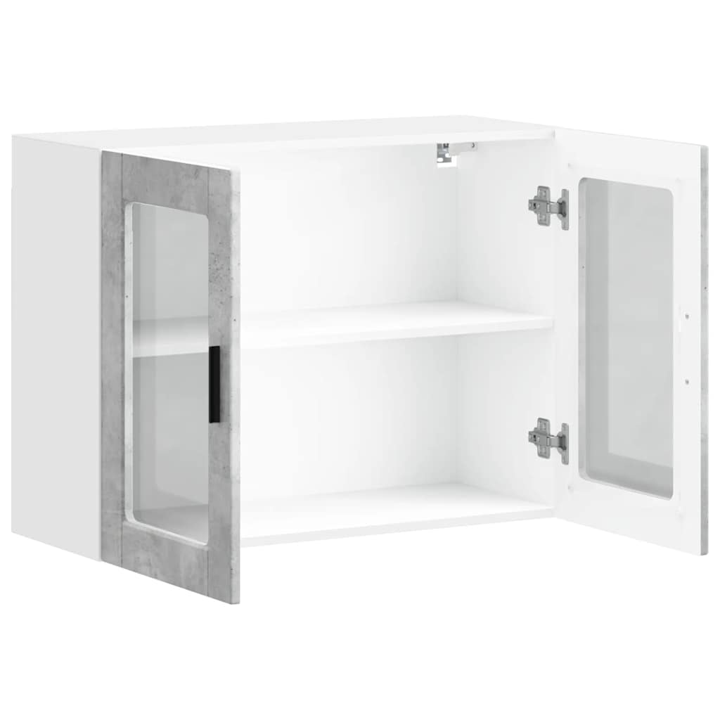 Armoire murale de cuisine avec porte en verre Porto gris béton - XIOS