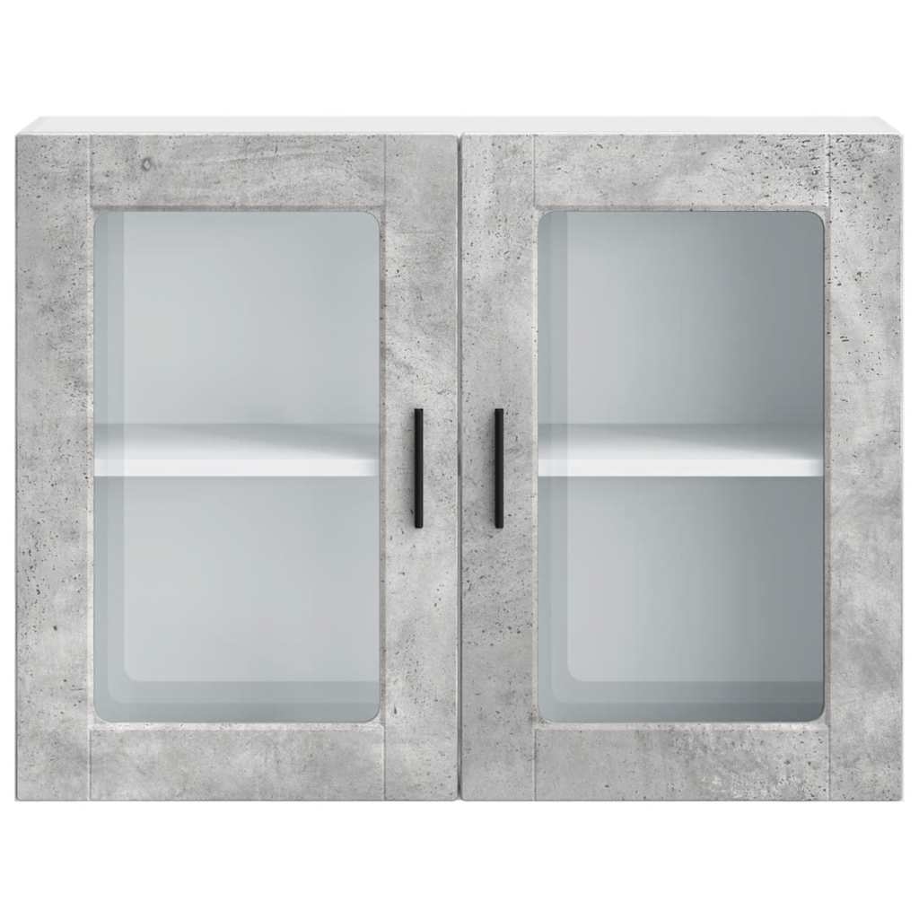 Armoire murale de cuisine avec porte en verre Porto gris béton - XIOS