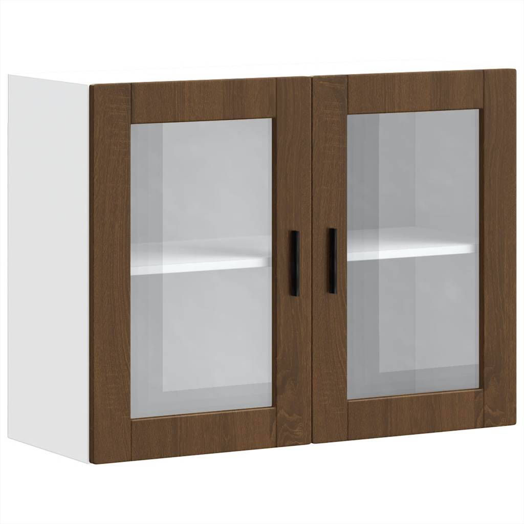 Armoire murale de cuisine et porte en verre Porto chêne marron Meubles de cuisine vidaXL