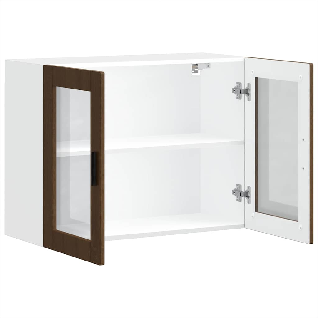 Armoire murale de cuisine et porte en verre Porto chêne marron Meubles de cuisine vidaXL