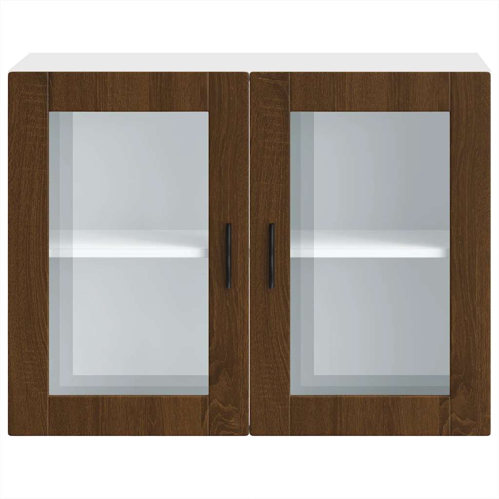 Armoire murale de cuisine et porte en verre Porto chêne marron Meubles de cuisine vidaXL