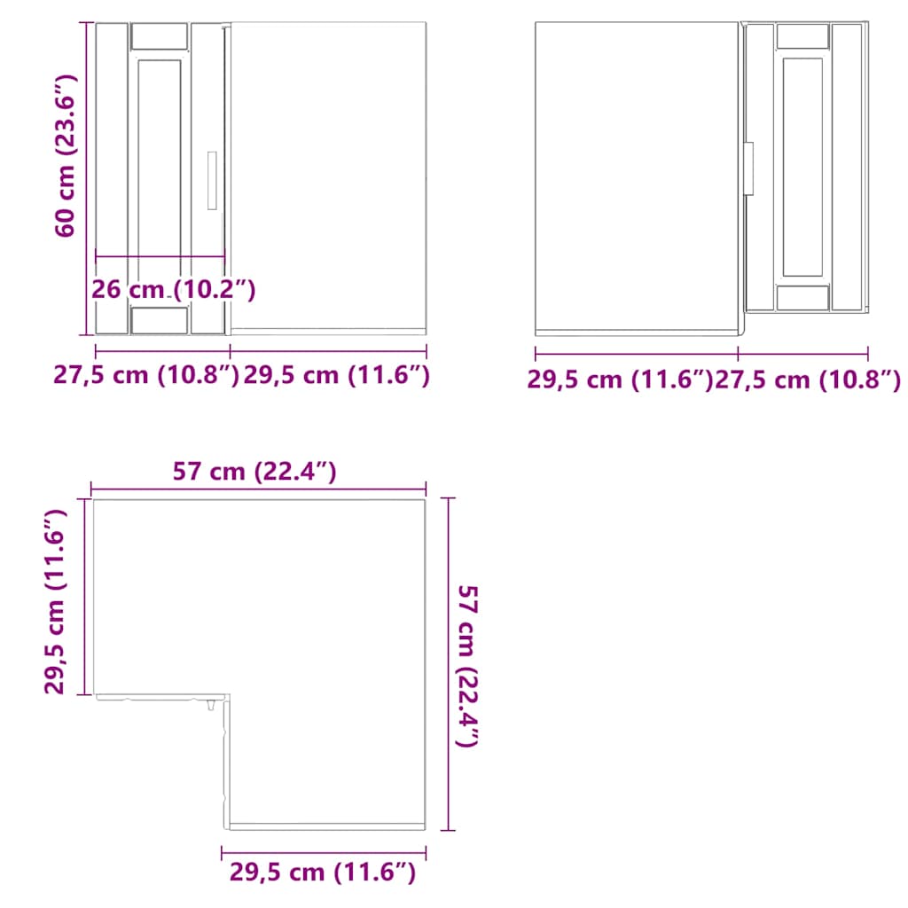 Armoire d'angle murale de cuisine Porto blanc bois d'ingénierie - XIOS