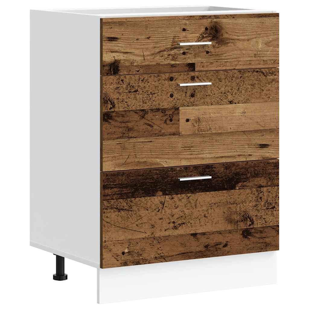 Armoire de cuisine "Lyon" vieux bois bois d'ingénierie