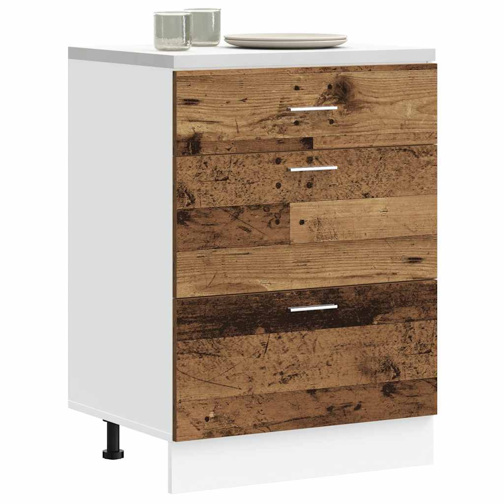 Armoire de cuisine "Lyon" vieux bois bois d'ingénierie