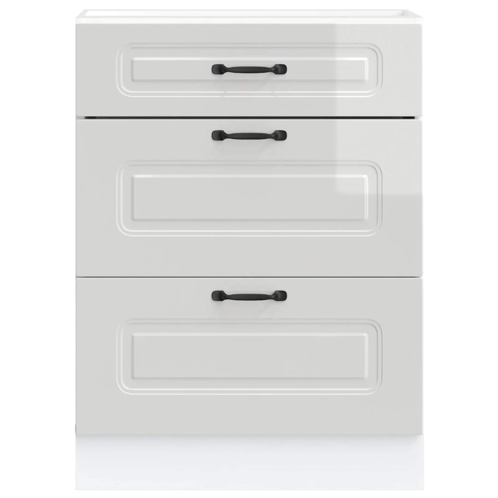 Meuble bas de cuisine « Kalmar » Bois d'ingénierie blanc brillant - XIOS