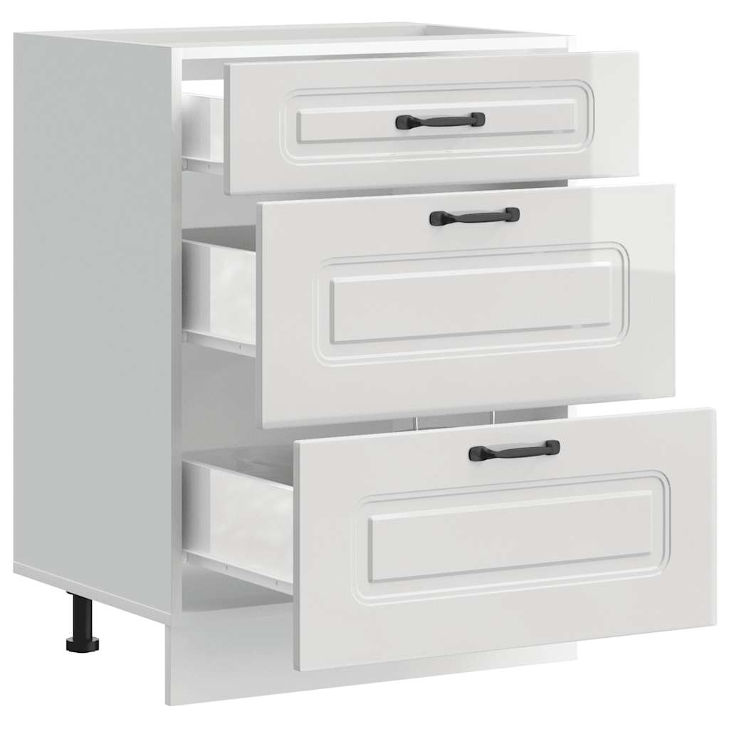 Meuble bas de cuisine « Kalmar » Bois d'ingénierie blanc brillant - XIOS