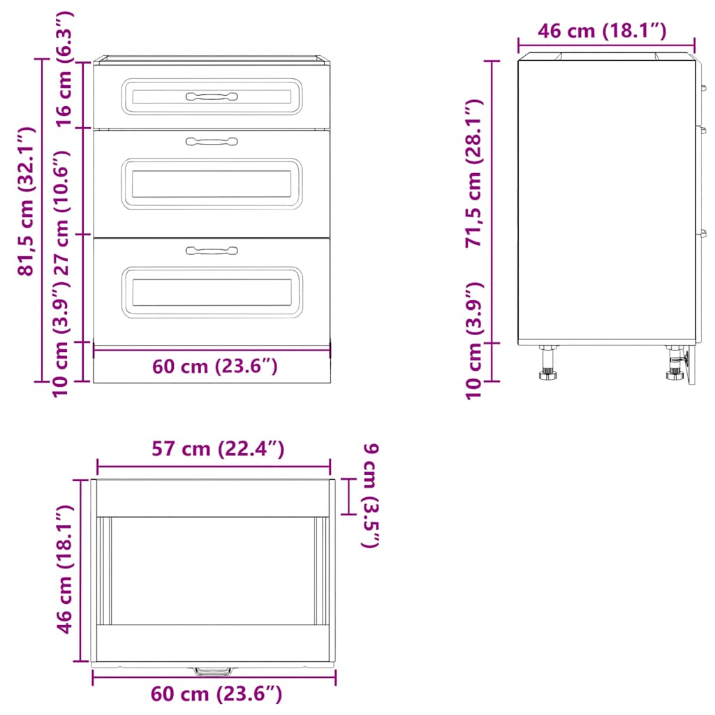 Armoire de cuisine Kalmar chêne fumé bois d'ingénierie - XIOS