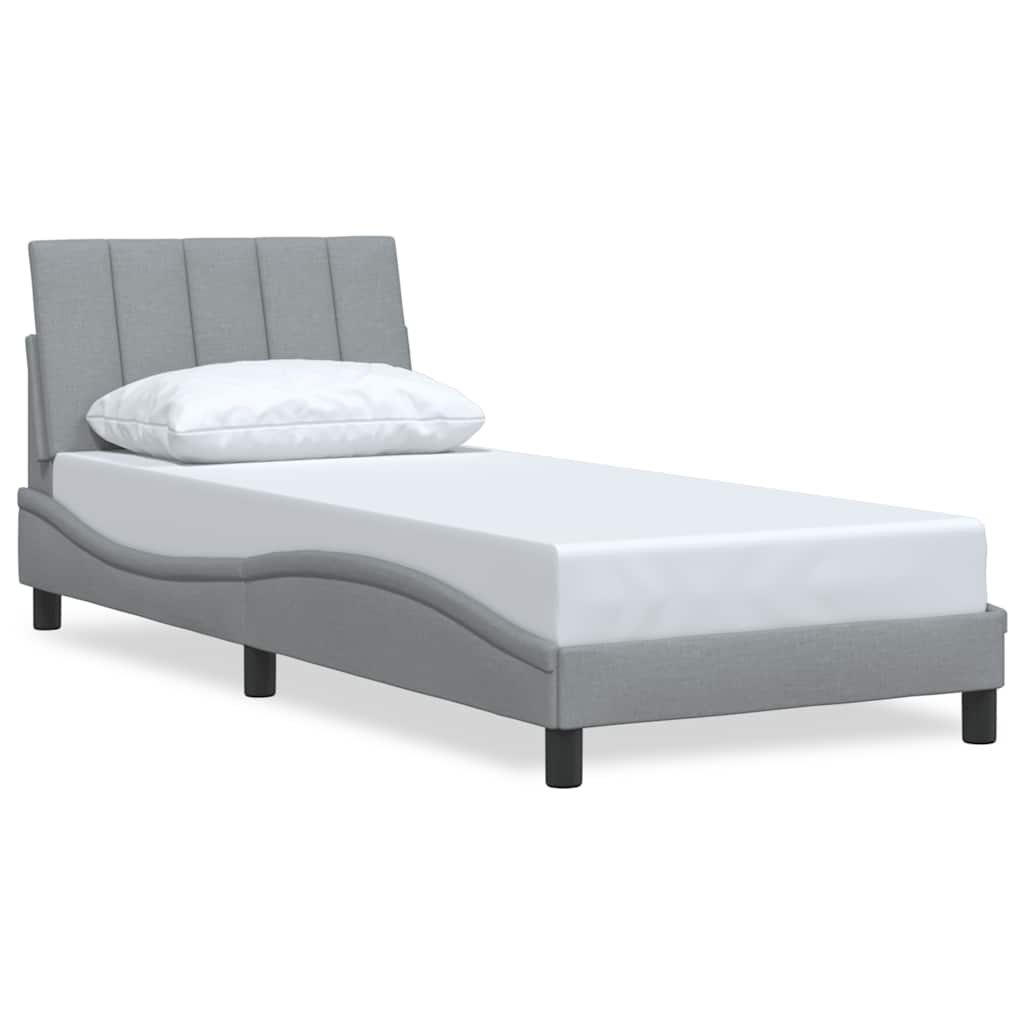 Cadre de lit sans matelas gris clair 80x200 cm tissu - XIOS
