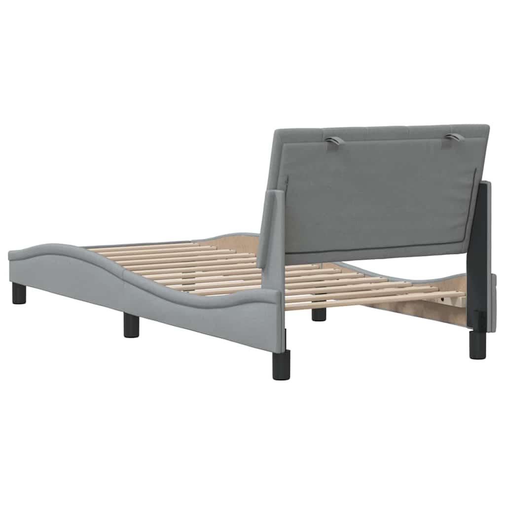 Cadre de lit sans matelas gris clair 80x200 cm tissu - XIOS