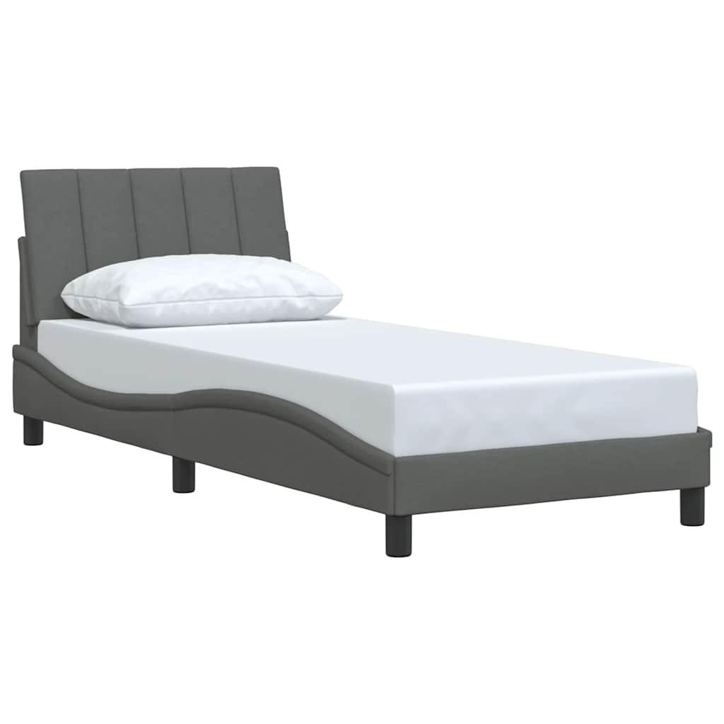 Cadre de lit sans matelas gris foncé 80x200 cm tissu - XIOS