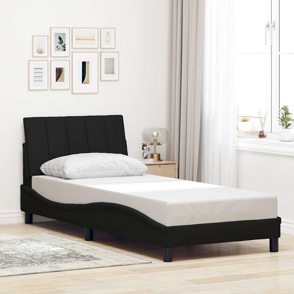 Cadre de lit sans matelas noir 80x200 cm tissu - XIOS