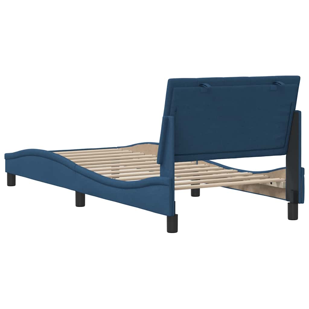 Cadre de lit sans matelas bleu 80x200 cm tissu - XIOS
