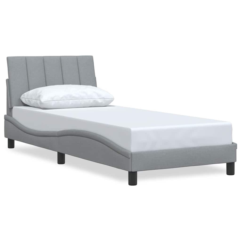 Cadre de lit sans matelas gris clair 90x190 cm tissu - XIOS