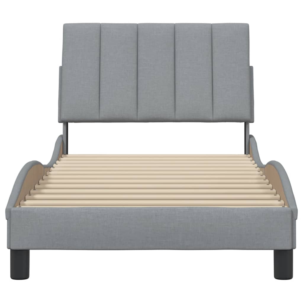Cadre de lit sans matelas gris clair 90x190 cm tissu - XIOS
