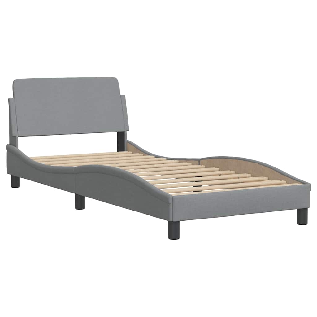 Cadre de lit sans matelas gris clair 90x190 cm tissu - XIOS