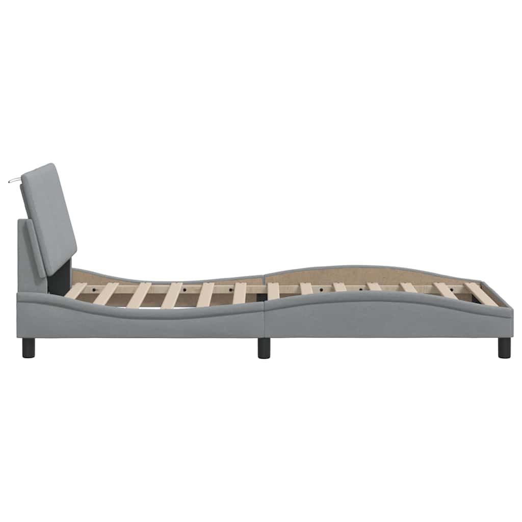 Cadre de lit sans matelas gris clair 90x190 cm tissu - XIOS