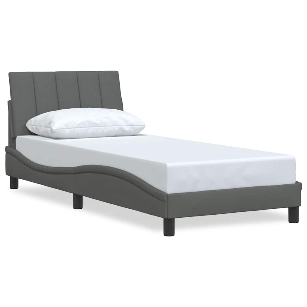 Cadre de lit sans matelas gris foncé 90x190 cm tissu - XIOS