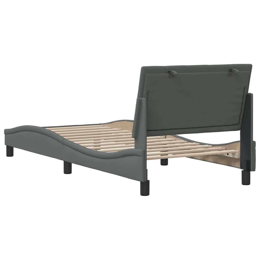 Cadre de lit sans matelas gris foncé 90x190 cm tissu - XIOS
