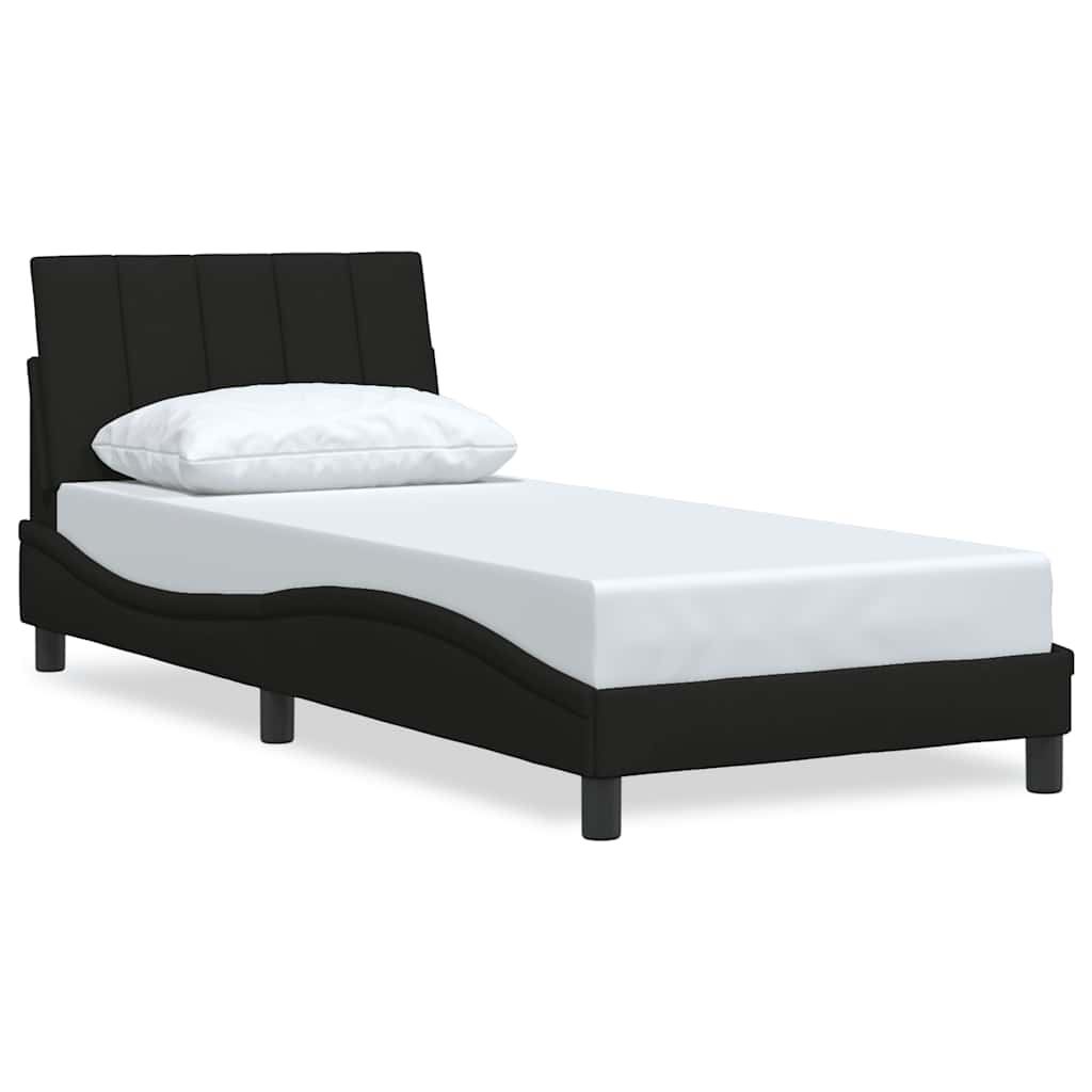 Cadre de lit sans matelas Hanko noir 90x190 cm tissu - XIOS