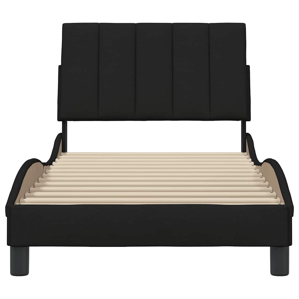Cadre de lit sans matelas Hanko noir 90x190 cm tissu - XIOS