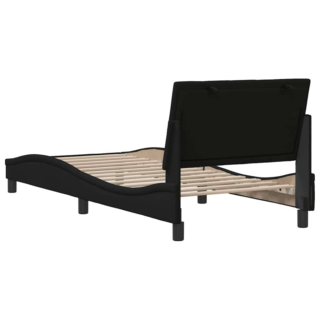 Cadre de lit sans matelas Hanko noir 90x190 cm tissu - XIOS